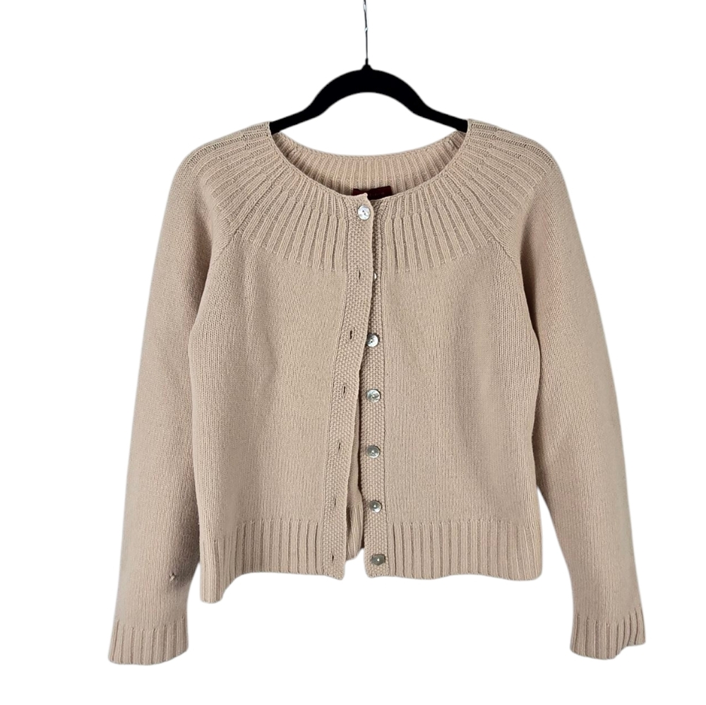 Sundance Cream Cardigan Lambs Wool Buttoned Down Cardigan